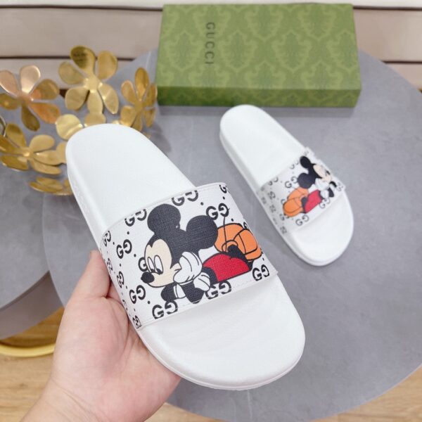 Gucci Women's GG Slide Sandal With Mickey Mouse White For Women 407345