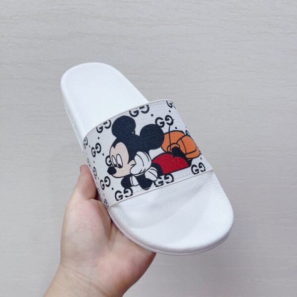 Gucci Women's GG Slide Sandal With Mickey Mouse White For Women 407345