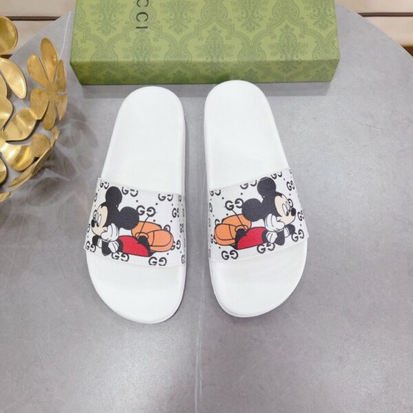 Gucci Women's GG Slide Sandal With Mickey Mouse White For Women 407345