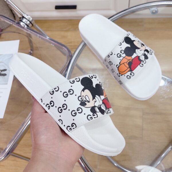 Gucci Women's GG Slide Sandal With Mickey Mouse White For Women 407345