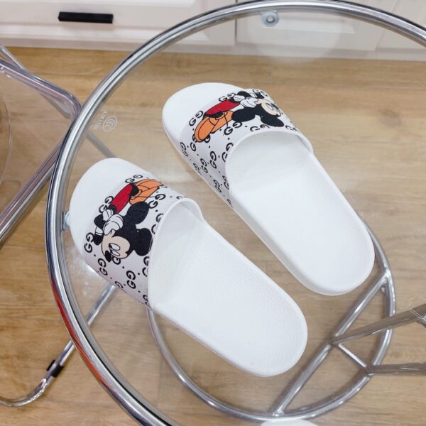 Gucci Women's GG Slide Sandal With Mickey Mouse White For Women 407345