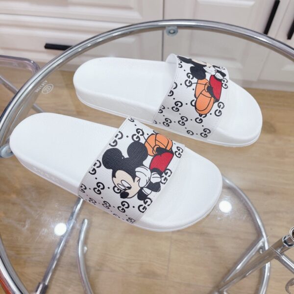 Gucci Women's GG Slide Sandal With Mickey Mouse White For Women 407345