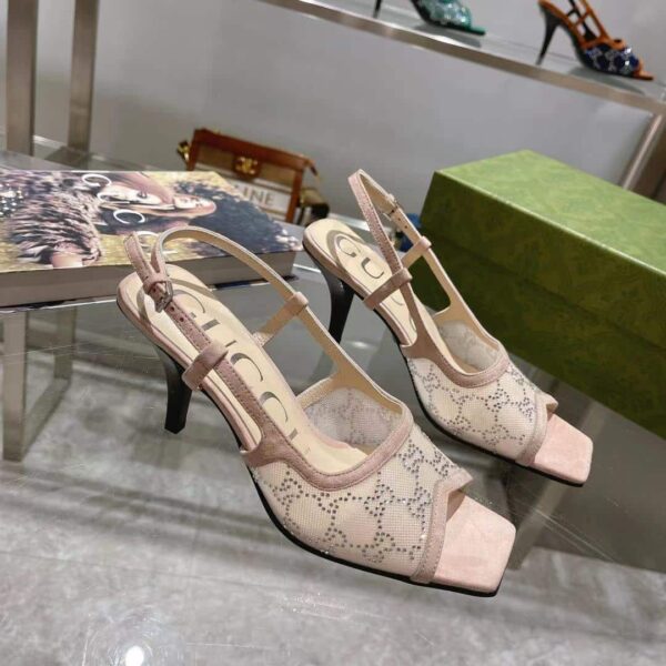 Gucci Women's GG Slingback Mid-Heel Pump Beige For Women GG