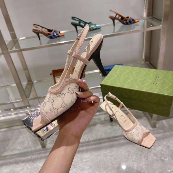 Gucci Women's GG Slingback Mid-Heel Pump Beige For Women GG