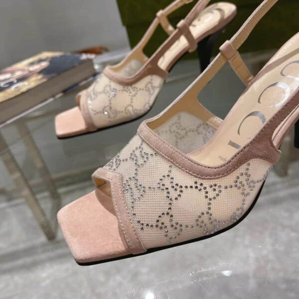 Gucci Women's GG Slingback Mid-Heel Pump Beige For Women GG