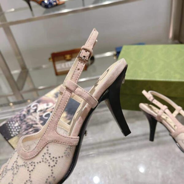Gucci Women's GG Slingback Mid-Heel Pump Beige For Women GG