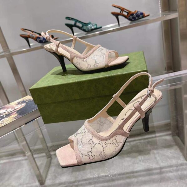 Gucci Women's GG Slingback Mid-Heel Pump Beige For Women GG