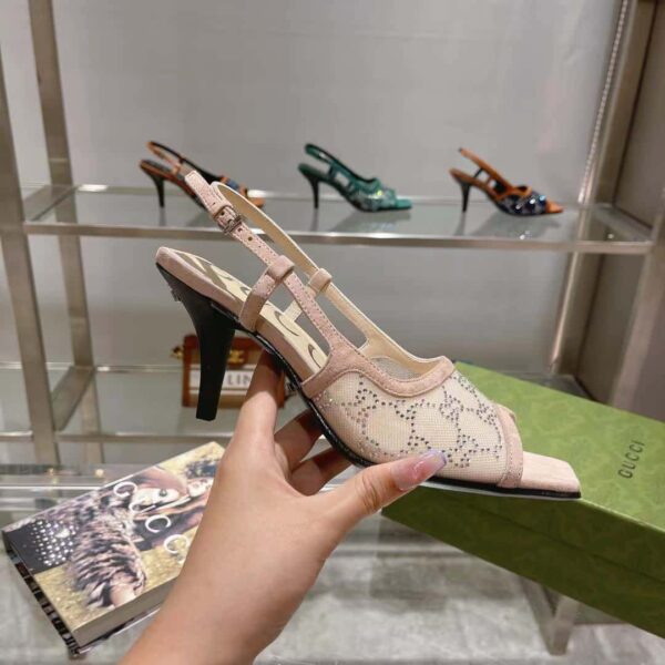 Gucci Women's GG Slingback Mid-Heel Pump Beige For Women GG