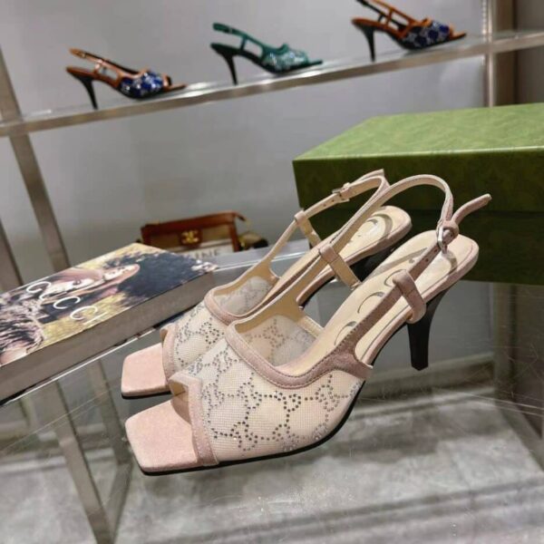 Gucci Women's GG Slingback Mid-Heel Pump Beige For Women GG