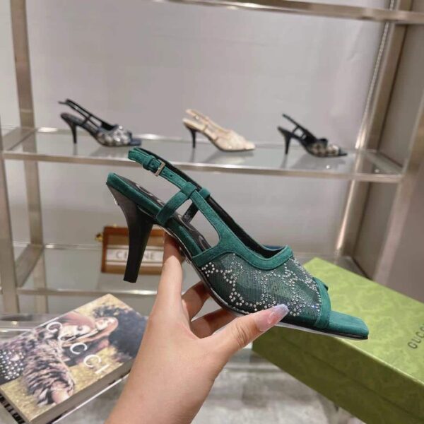 Gucci Women's GG Slingback Mid-Heel Pump Black For Women GG