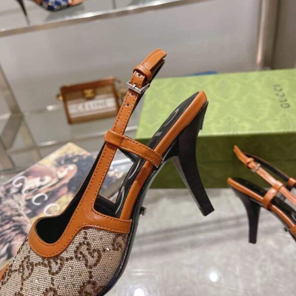 Gucci Women's GG Slingback Mid-Heel Pump Orange For Women GG