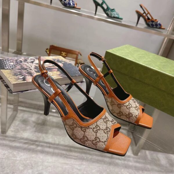 Gucci Women's GG Slingback Mid-Heel Pump Orange For Women GG