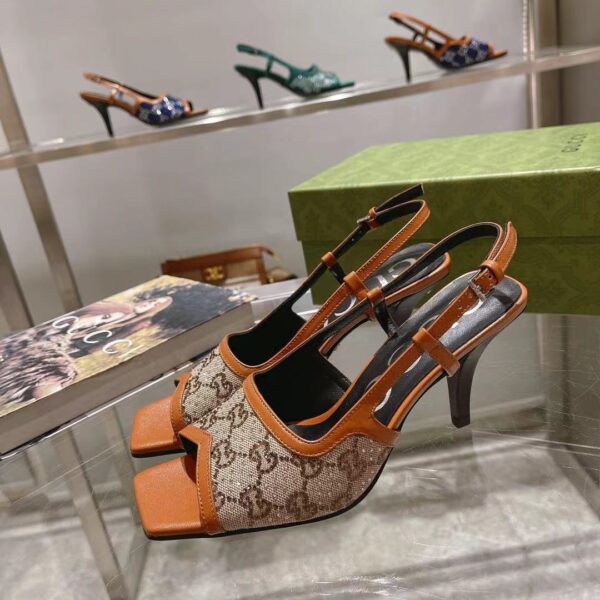 Gucci Women's GG Slingback Mid-Heel Pump Orange For Women GG
