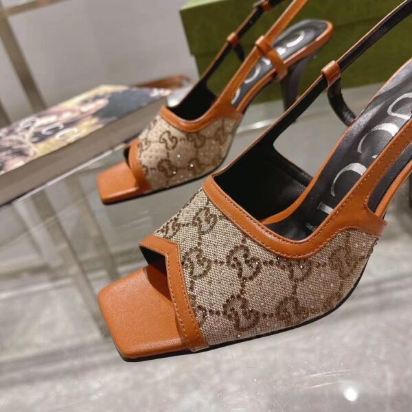 Gucci Women's GG Slingback Mid-Heel Pump Orange For Women GG