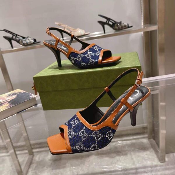 Gucci Women's GG Slingback Mid-Heel Pump Orange For Women GG