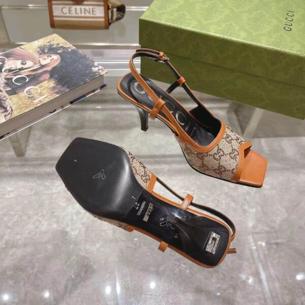 Gucci Women's GG Slingback Mid-Heel Pump Orange For Women GG