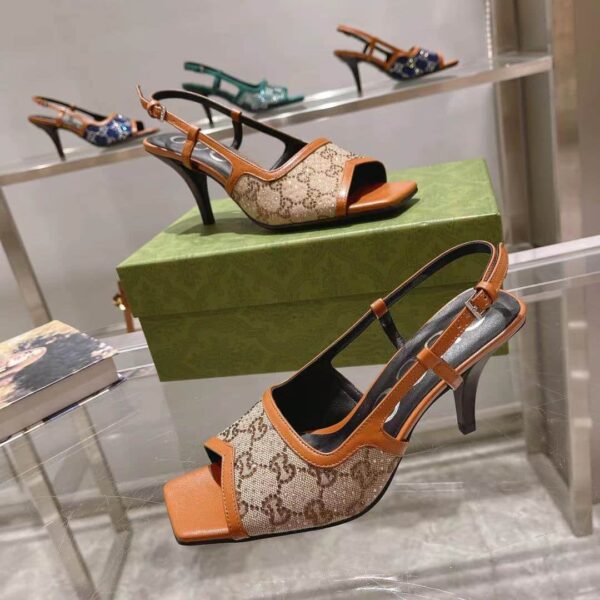 Gucci Women's GG Slingback Mid-Heel Pump Orange For Women GG