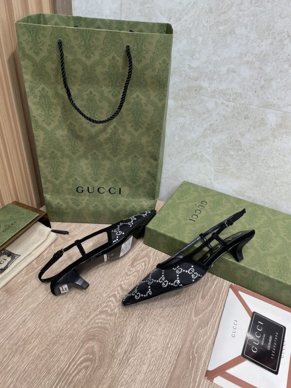 Gucci Women's GG Slingback Pump Fabric For Women GG