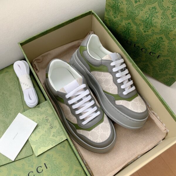 Gucci Women's GG Sneaker Green And Gray Supreme For Women 700641 UPG90 1282