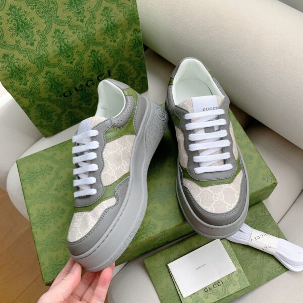 Gucci Women's GG Sneaker Green And Gray Supreme For Women 700641 UPG90 1282
