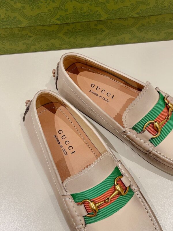 Gucci Women's Horsebit Driver With Web Distressed Beige