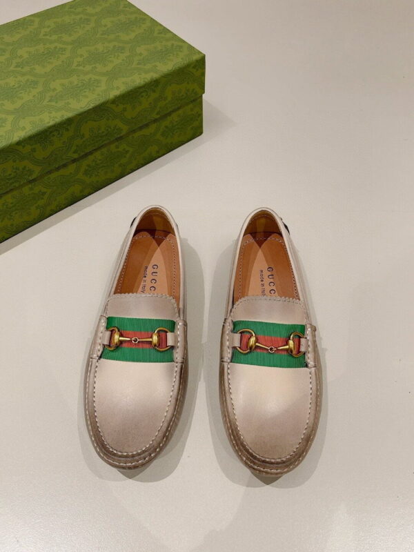 Gucci Women's Horsebit Driver With Web Distressed Beige