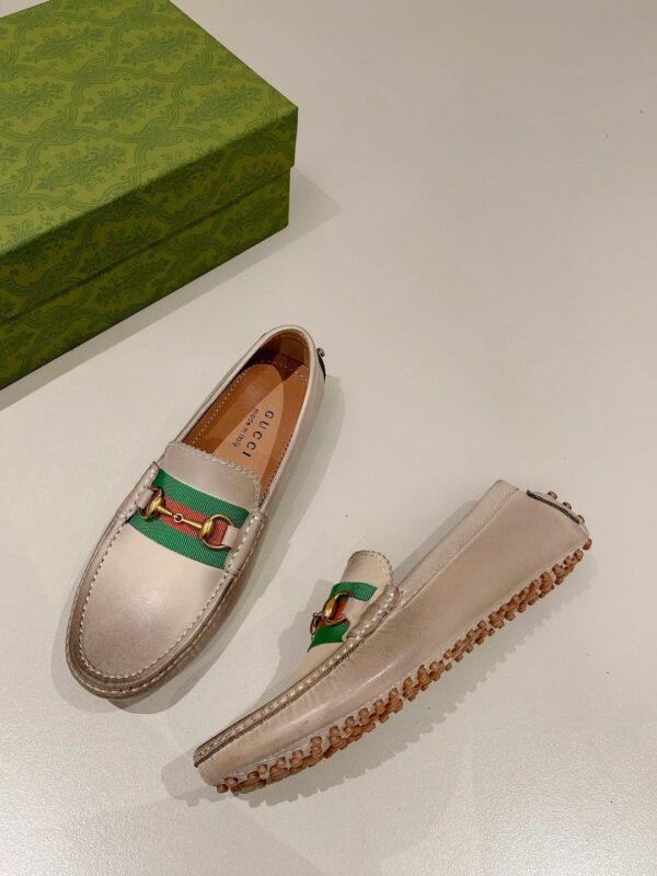Gucci Women's Horsebit Driver With Web Distressed Beige