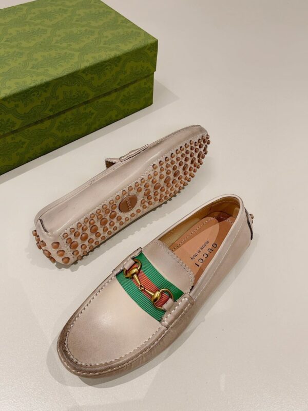 Gucci Women's Horsebit Driver With Web Distressed Beige
