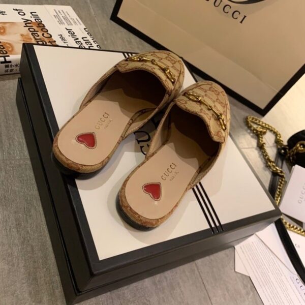 Gucci Women's Jumbo GG Princetown Slipper By Canavas Brown For Women GG 475094 UKO60 2588