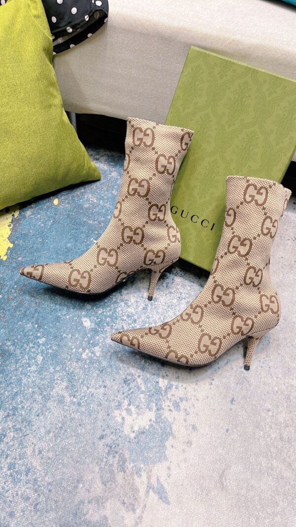 Gucci Women's Lisa Monogram Canvas Ankle Boot Beige For Women GG