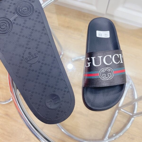 Gucci Women's Logo Rubber Slide With Web Black For Women 522887