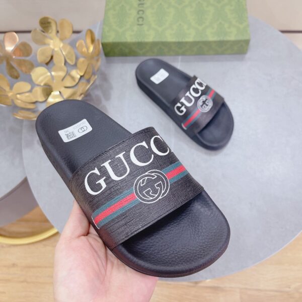 Gucci Women's Logo Rubber Slide With Web Black For Women 522887