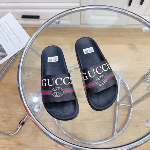 Gucci Women's Logo Rubber Slide With Web Black For Women 522887