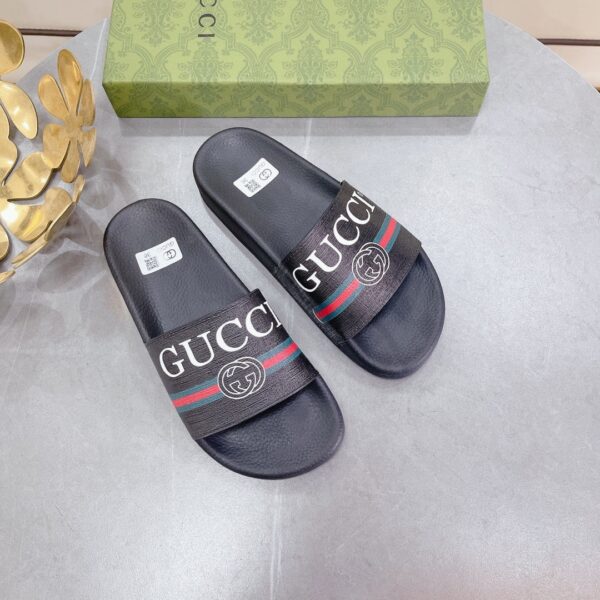 Gucci Women's Logo Rubber Slide With Web Black For Women 522887