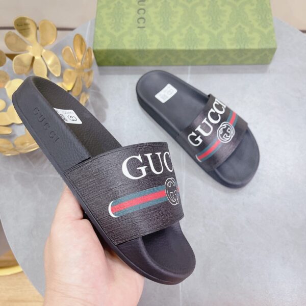 Gucci Women's Logo Rubber Slide With Web Black For Women 522887