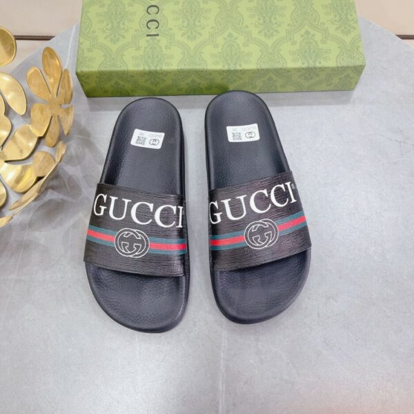 Gucci Women's Logo Rubber Slide With Web Black For Women 522887