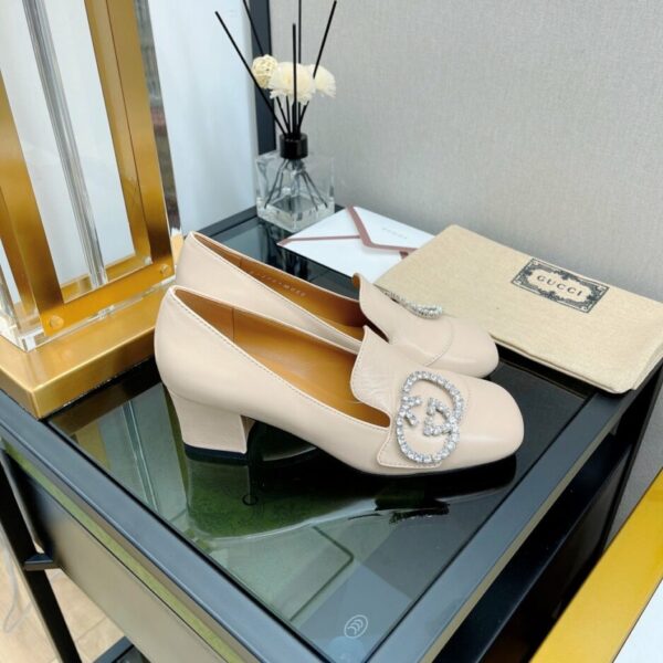 Gucci Women's Mid-Heel Pump With GG Logo Beige For Women GG