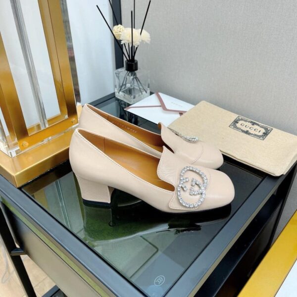 Gucci Women's Mid-Heel Pump With GG Logo Beige For Women GG