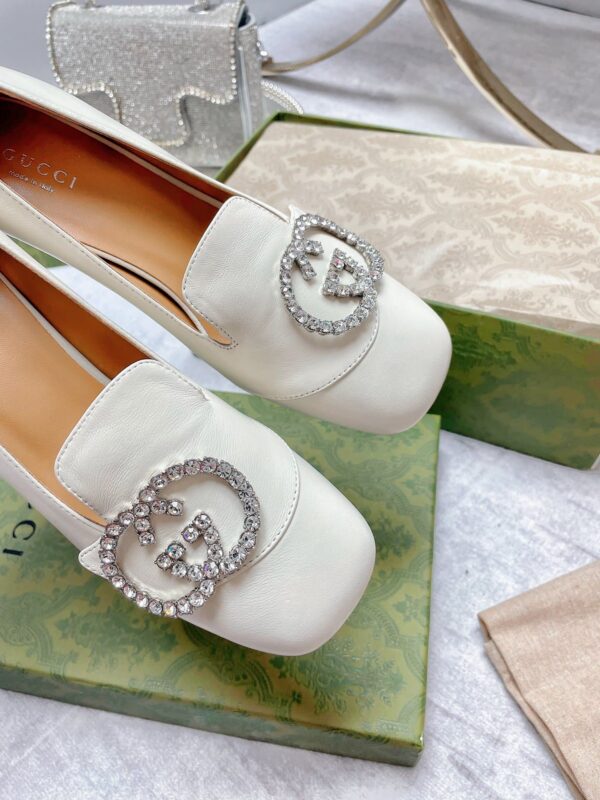 Gucci Women's Mid-Heel Pump With GG Logo White For Women GG