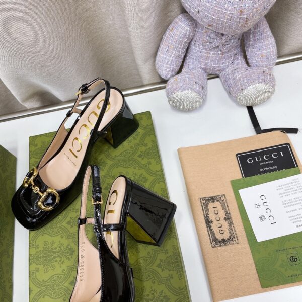 Gucci Women's Mid-Heel Slingback With Horsebit Black For Women GG 643892 BNC00 1000