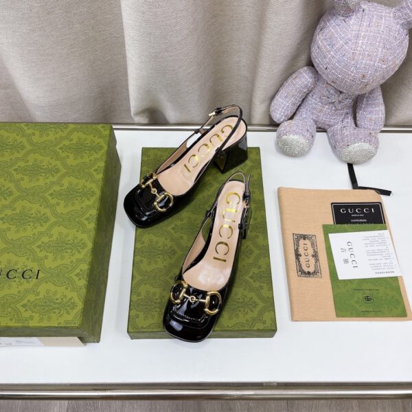 Gucci Women's Mid-Heel Slingback With Horsebit Black For Women GG 643892 BNC00 1000