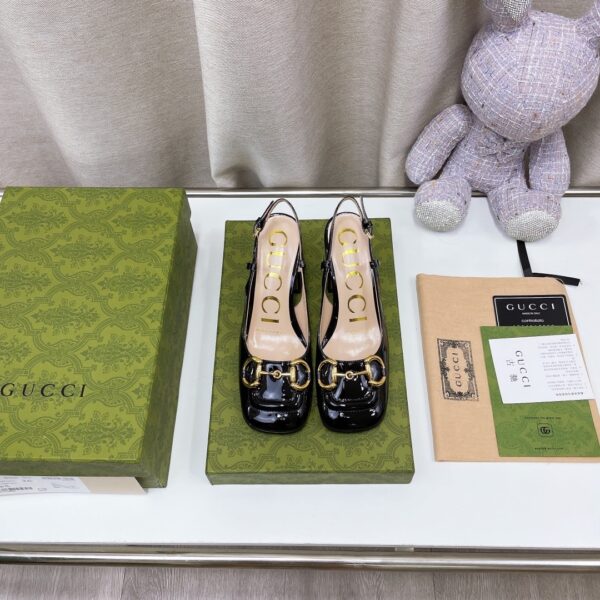 Gucci Women's Mid-Heel Slingback With Horsebit Black For Women GG 643892 BNC00 1000