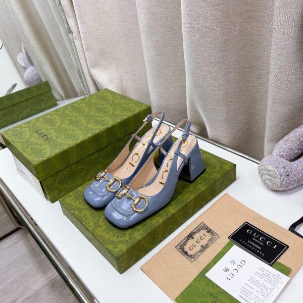 Gucci Women's Mid-Heel Slingback With Horsebit Jade Green For Women GG