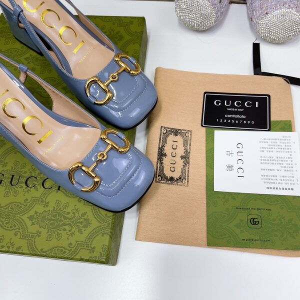 Gucci Women's Mid-Heel Slingback With Horsebit Jade Green For Women GG