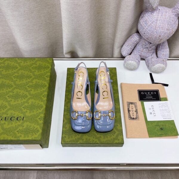Gucci Women's Mid-Heel Slingback With Horsebit Jade Green For Women GG
