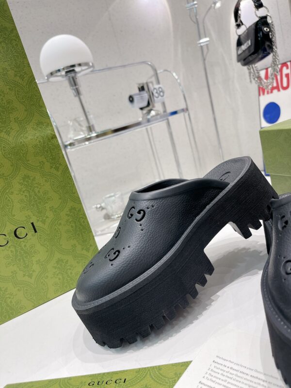 Gucci Women's Platform Perforated G Sandal Black For Women GG ‎663577 JFB00 1000
