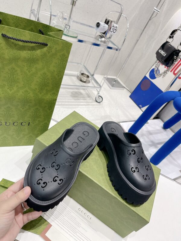 Gucci Women's Platform Perforated G Sandal Black For Women GG ‎663577 JFB00 1000