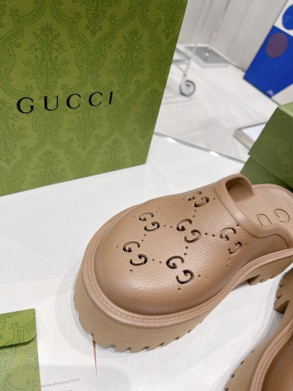 Gucci Women's Platform Perforated G Sandal Brown For Women GG