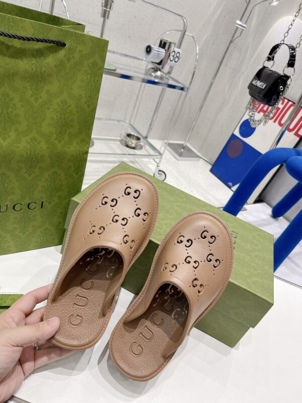 Gucci Women's Platform Perforated G Sandal Brown For Women GG