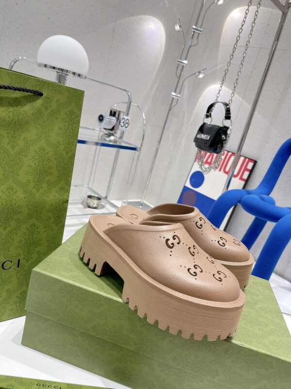 Gucci Women's Platform Perforated G Sandal Brown For Women GG